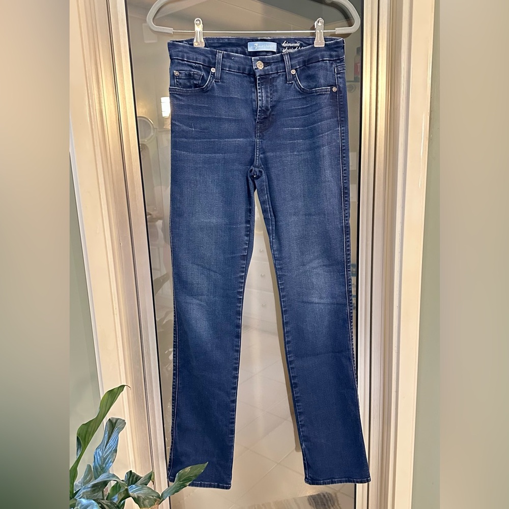 7 For All Mankind Dark Blue Straight Leg Jeans